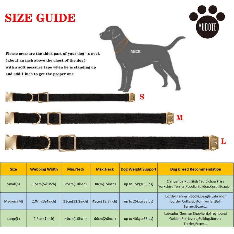 YUDOTE Ultra Soft Dog Collar Natural Cotton Cord for Large