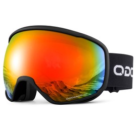 Odoland OTG Ski Goggles with Anti-fog, Anti-glare Lens UV400 Protection Adult Snow Goggles, Double Spherical Goggles for Skiing Skating Snowmobiles and Snowboards Suit Men and Women BR