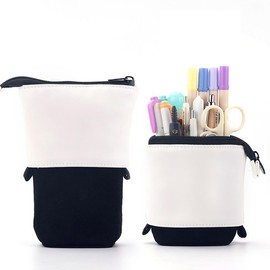 AIMALL South Korea Cute Simple Telescopic Pen Holder, Stretchable Canvas Pencil Bag, Pull-Down Design, Ideal for School and Office Supplies