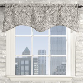 Stylemaster Home Products Twill and Birch Lola Lined Scalloped Valance with Cording, 52 by 17-Inch, Slate