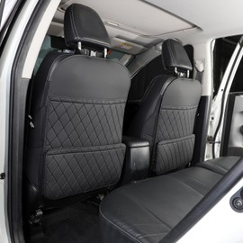 TAIKOO Seat Back Protector + Large Capacity Pocket Storage Organizer,Preventing the Impact of Children Stepping on the Seat Backrest (Black)