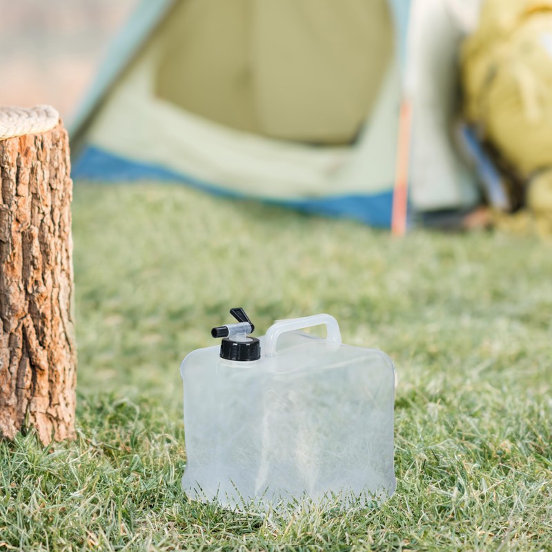 Relaxdays, Transparent/Black Foldable Water Canister, Set of 4, 5 L,
