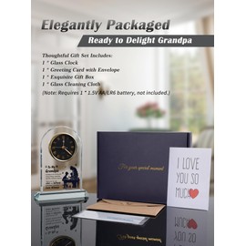 WinTaim Grandpa Glass Clock Gift from Granddaughter or Grandson - Unique Grandfather Clock Gift Ideas for Great Grandpa Birthday, Christmas, Thanksgiving