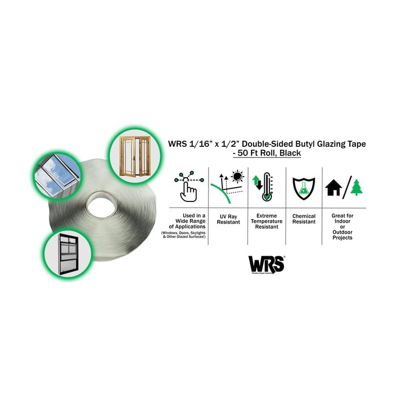 WRS 1/16" x 1/2" Double Sided Glazing Tape/Butyl Tape -