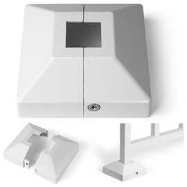 Hulave Split Post Cover, Fits 1"x1"/3.5"x3.5" Base, for Indoor/Outdoor Iron Railing, Fence, Stair Post Base Decorative Skirt Covers (1Pack-White)