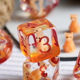 Fox Dice Set D&D, DNDND 7 pcs Resin D&D Die with Velvet Pouch for Dungeons and Dragons Rolling Games and Tabletop Games（Fox