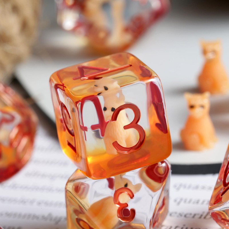 Fox Dice Set D&D, DNDND 7 pcs Resin D&D Die