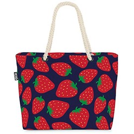 VOID Strawberry Pattern Beach Bag Shopper 58 x 38 x 16 cm 23L XXL Shopping Bag Travel Bag Beach Bag, multicoloured, Casual