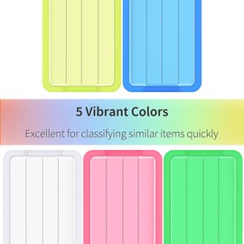 Uniclife 20 Pieces Key Tags 5 cm Plastic Key Chain Tags with Ruled Blank Paper Labels Transparent Covers and Split Rings Sturdy Item Identifiers, 5 Colors