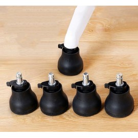 5Pcs Bell Glides 2.5" Overall Glide Height When Installed with On/Off Setting Replacement Office Chair or Stool Swivel Caster Wheels to Fixed Stationary Castors for Hardwood Floors