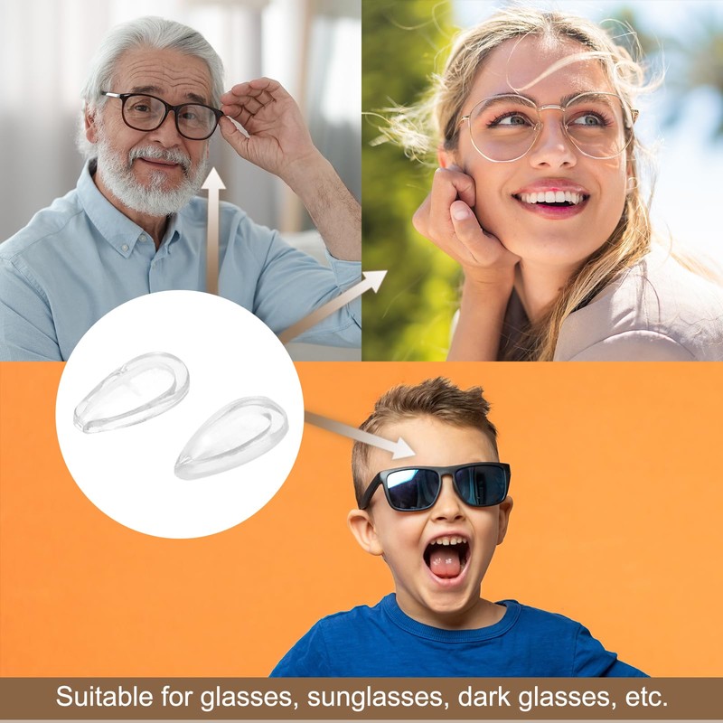 HARFINGTON 5 Pairs Eyeglass Nose Pads 3.2mm Thickness Silicone Adhesive