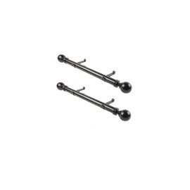 Maykoosh Steel Curtain Rods with Finials - 18 Inch Single Rod Set of 2 - Black Finish