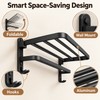Matte Black 50CM Folding Towel Rack – Wall-Mounted Aluminum Towel