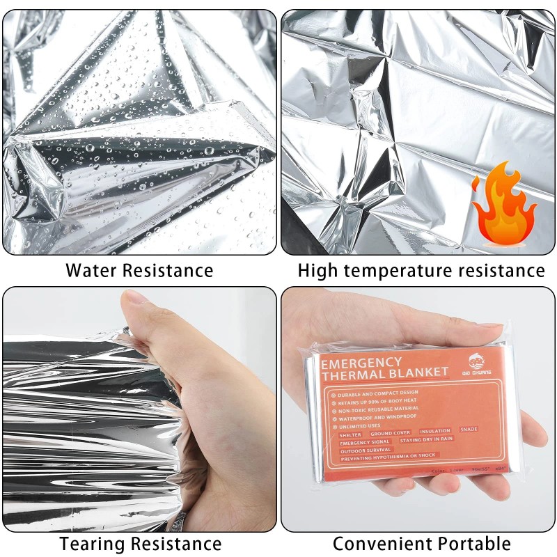 QIO CHUANG Emergency Mylar Thermal Blankets -Space Blanket Survival kit