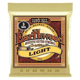 Ernie Ball Earthwood Light 80/20 Bronze Acoustic Guitar Strings 3-pack, 11-52 Gauge (P03004)