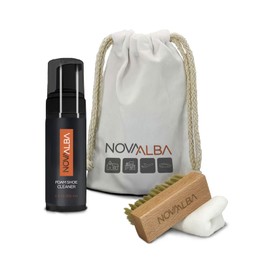 NOVAALBA Novalba Shoe Cleaner Kit, 5 fl oz Foam Solution, Brush, Microfiber Towel, Canvas Bag