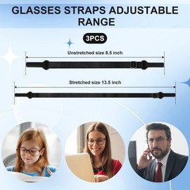 KINBOM Glasses Straps Adjustable Glasses Retainer Glasses Non-Slip Sports Glasses Strap Sunglasses Strap No Tail Glass Strap Glasses Holder Glasses Hooks for Men and Women, metallic