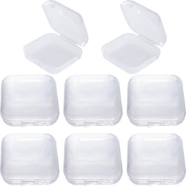 BEIQIYA 6pcs Clear Plastic Ear Plug Cases, 1.8mm Thicken Mini Jewelry Storage Cases, Small Portable Square Bead Storage Box Organizer for Earplugs Necklaces Handicrafts