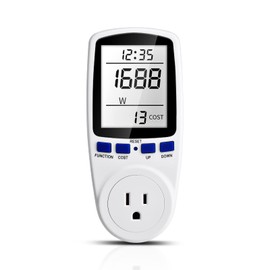 DiyStudio Power Indicator, Power Meter, Power Detector, Wattage Monitor, Detector, Electrical Usage Charge, Overload Warning, Voltage, Current, Frequency, Power Factor, Power Meter Socket