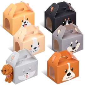 Fainne 24 Pcs Dog Party Favors Boxes Puppy Cat Treat Boxes Foldable Animal Gift Boxes Animal Theme Candy Boxes Goodie Boxes for Birthday Wedding Baby Shower Decorations Animal Party(Cute Dog)