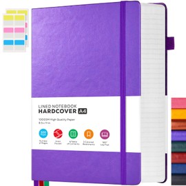 FOCUS DAY Large Journal Notebook 8.5 x 11, 320 Pages A4 College Ruled Notebook Journal for Writing Women Men, Leather Journal Notebook for School Work, Pearlescent Purple Notebook