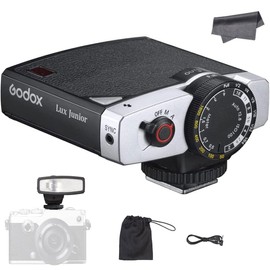 GODOX Lux Junior Speedlite Retro Camera Flash, GN12, 6000K CCT A/M Flash Mode, 28mm Focal Length Compatible with Canon Nikon Sony Fujufilm Digital Film Cameras