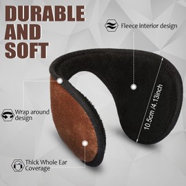 SATINIOR 2 Packs Ear Warmers Black Fleece Earmuffs Winter Accessories for Men Women (Black, Brown)