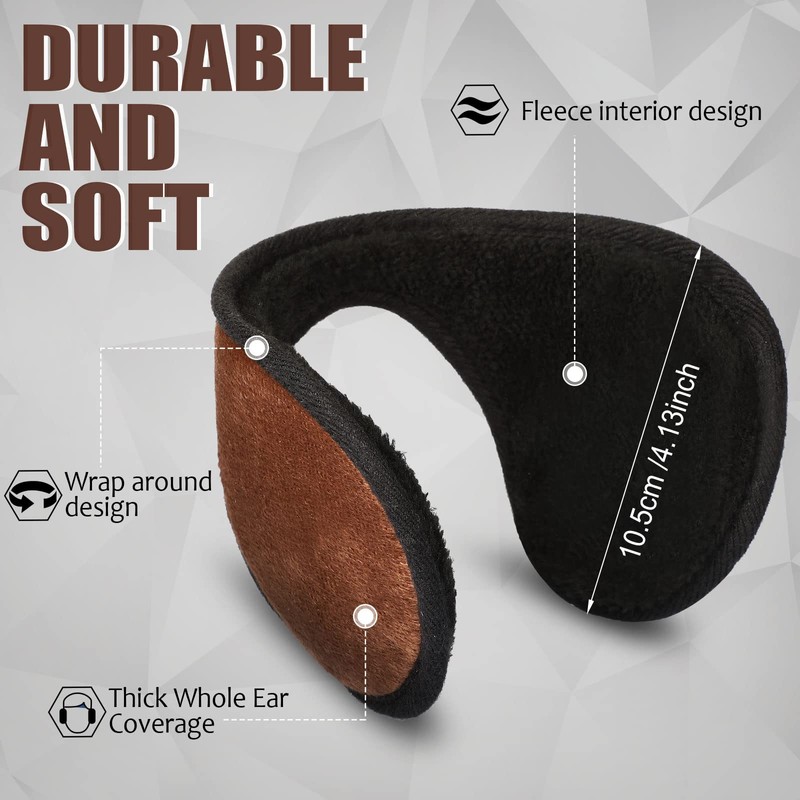 SATINIOR 2 Packs Ear Warmers Black Fleece Earmuffs Winter Accessories