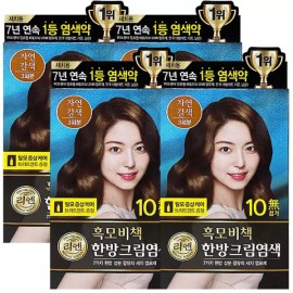 Rien 리엔 흑모비책 한방 크림 염색 120g 자연갈색 4개 [리엔 흑모비책 염색크림 짙은갈색 120g x 4개] Rien Black Hair Coloring Cream 120g Natural Brown, 4-pack [Rien Black Hair Coloring Cream Dark Brown 120g x 4]