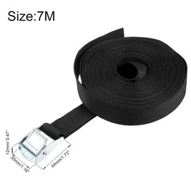 sourcing map Tie Down Strap Cam Buckle Lashing Strap 1" x 23Ft 176lb 80Kg Load Polypropylene for Moving Securing Cargo, Black