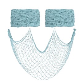 GVRGO Fishing Net 2 Pcs Set - Ocean Adventure Theme Indoor Decoration Can Be Used in Bedroom Living Room Bathroom, Outdoor Fishing Fishing Field Sports Accessories for Kid Gift Light Blue 1 X 2m