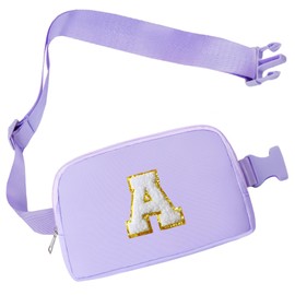 Purple Belt Bag Fanny Pack Crossbody Travel Trendy Birthday Christmas Gifts for Tween Preteen Teen Teenage Teenager Girls Age 4-6 6-8 8-10 10-12 10-13 8-12 12-14 13-15 Initial Letter A