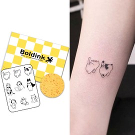 Boldink Semi-permanent tattoos, realistic fake tattoos,cute little designs, last 7-15 days, waterproof non-reflective temporary tattoo stickers（Nine cute kittens）