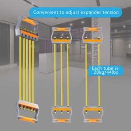 TOCO FREIDO Chest Expander, 5 Tubes Ajustable Arm Strength Trainer, Exercise Resistance Bands for Home Fitness Muscle Training (50lbs)