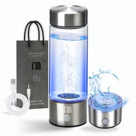 HomeBoo Hydrogen Water Bottle Generator, Improve Water in 3 Minutes, 1600 ppb Hydrogen Water Ionizer with SPE/PEM Technology, Perfect for Home, Office, Gym, Travel, and Drinking (Silver Chrome)