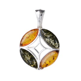HolidayGiftShops Amber Jewelry for Women - Sterling Silver and Baltic Amber Pendant Aileen, Includes 925 Sterling Silver Chain - Sterling Silver Jewelry Collection, Made in Poland