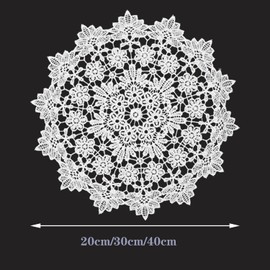 CHYG Vase Mat Nordic Doily, Matt, Round Bellflower Pattern, Set of 6, 7.9 x 15.8 x 15.7 inches (20 x 30 x 40 cm), Embroidered Coasters, Table Center Placemats, White Openwork Flowers, Table Decoration