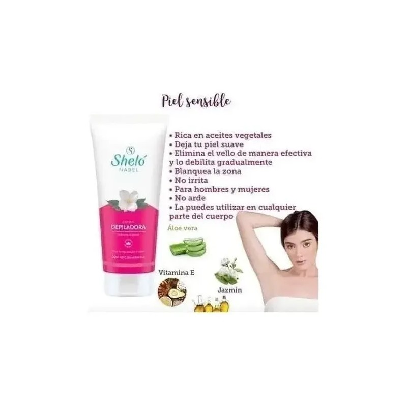 Crema Depiladora Piel Sensible Sheló Navel250 Ml 2 Piezas