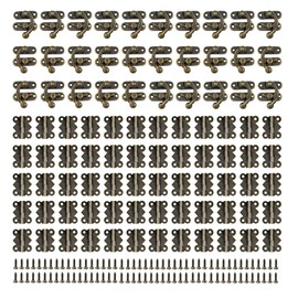 LONGHAO 90 pieces, latch hook hasp, antique decorative hasp, antique box buckle, vintage left/right horn lock, antique butterfly hinges, with screw fittings, for wooden boxes