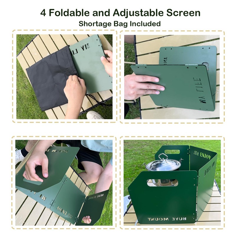 Keopuals Stove Windscreen - Folding Camping Stove Windshield 4 Plates