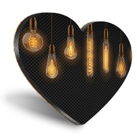 1 x Heart Coaster - Edison Bulbs Incandescent Lamps Bulb Cork Backed MDF Glossy Tea Coffee Accessory #50805
