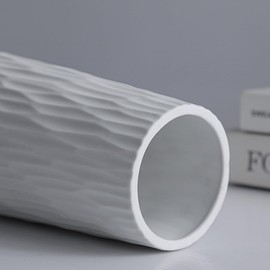 Daladen Florero Decorativo con Textura de Arte Moderno para Decoración de Mesa de Repisa de Chimenea, Jarrón Floral Minimalista Moderno, Jarrones de Cerámica Blanca Textura en Forma, Ping