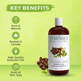 PUROLEO Organic Moringa Oil 8 Fl Oz/236 ML