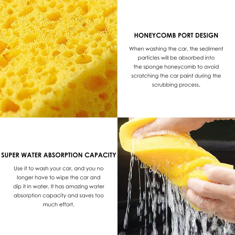 DHSBGWSX 2 Pcs Car Cleaning Sponges, 1 Car Wash Cloth,