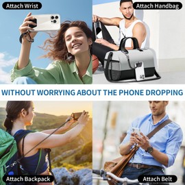 Doormoon Phone Lanyard Leash with 4 Patch, 2* Phone Tether, 4* Phone Tether Tab, 1* Carabiner for Climbing Outdoor Hiking Cycling Skiing Compatible for Smartphones Keys