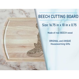 Whale Tail with Mandala Patterns Cutting Board, Oceanic Wildlife Theme, Ideal Sea Life Lover Gift, Durable White Beech, Unique Kitchen Decor