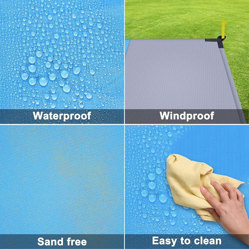 OUGEP Beach Blanket Sandproof, Large Picnic Blanket Waterproof for 6-10