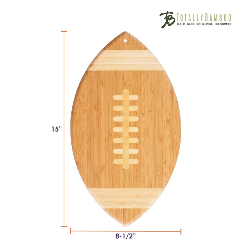 Totally Bamboo Football Shaped Bamboo Wood Cutting Board and Charcuterie
