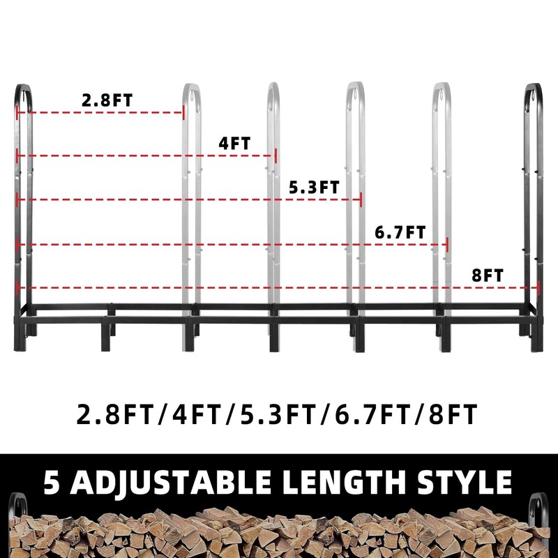 Kendane 8FT Firewood Rack Outdoor, Heavy Duty Adjustable Firewood log