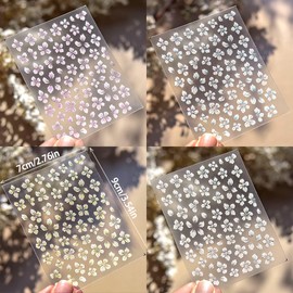 Aurora Shell Light Colour Gradient Nail Stickers Flowers Spring Summer Petal Nail Sticker Flowers Laser Relief Soft Glue Colourful Nail Stickers Flowers Nail Stickers Nail Design Accessories Nail Art